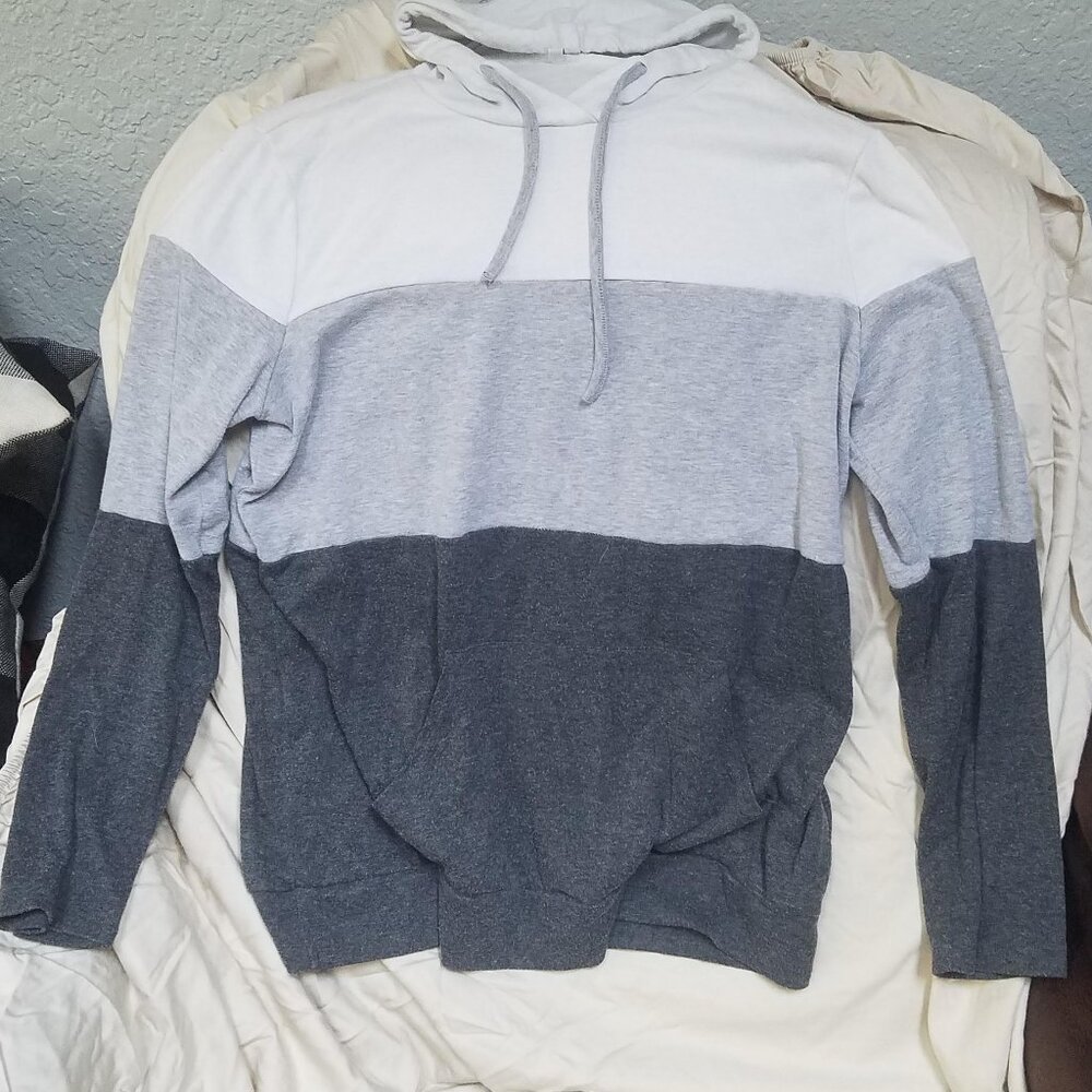 Grey + White Hoodie